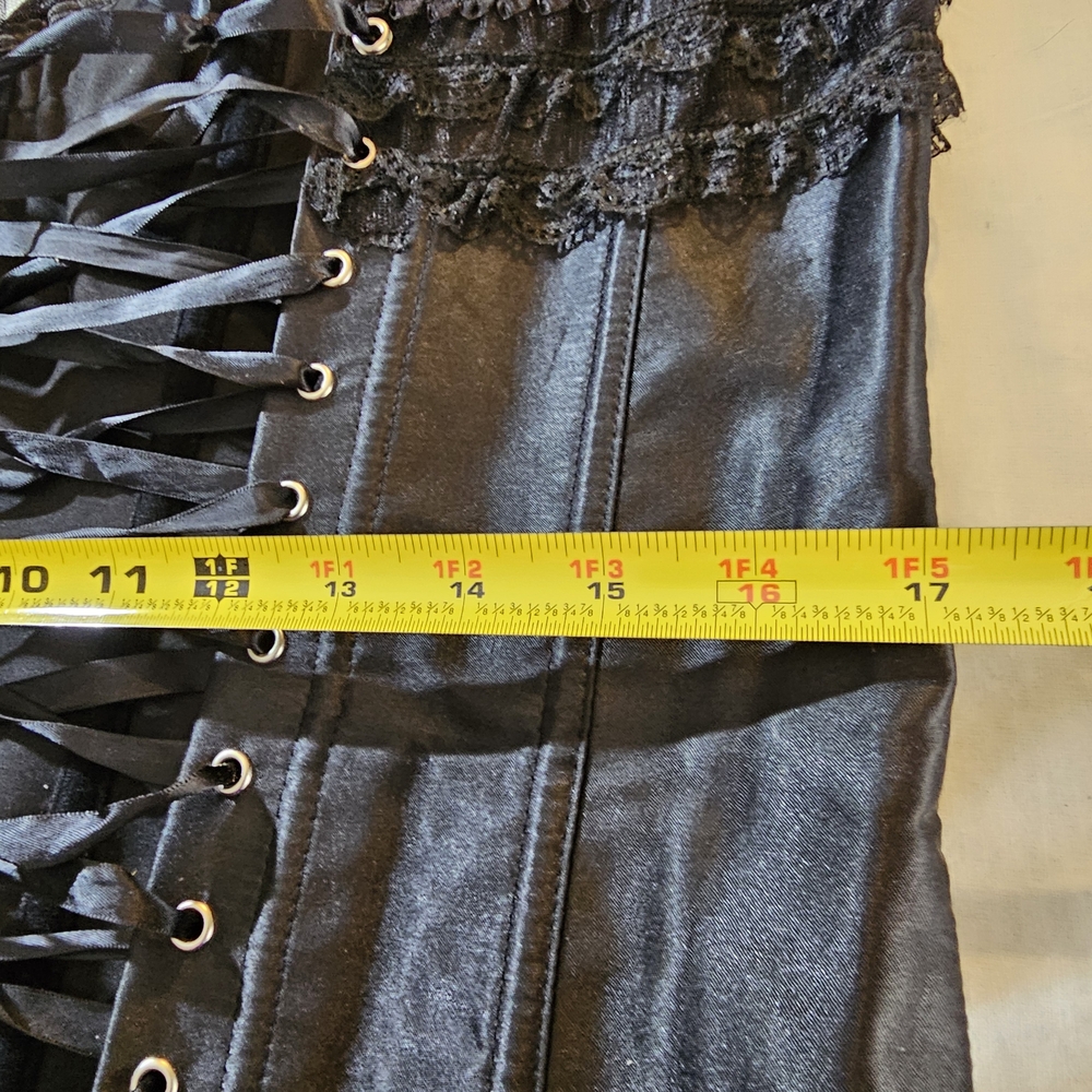 Corset & Tutu Set Satin Chic Black Lace Bandeau Costume Renn Fest - Picture 6 of 16